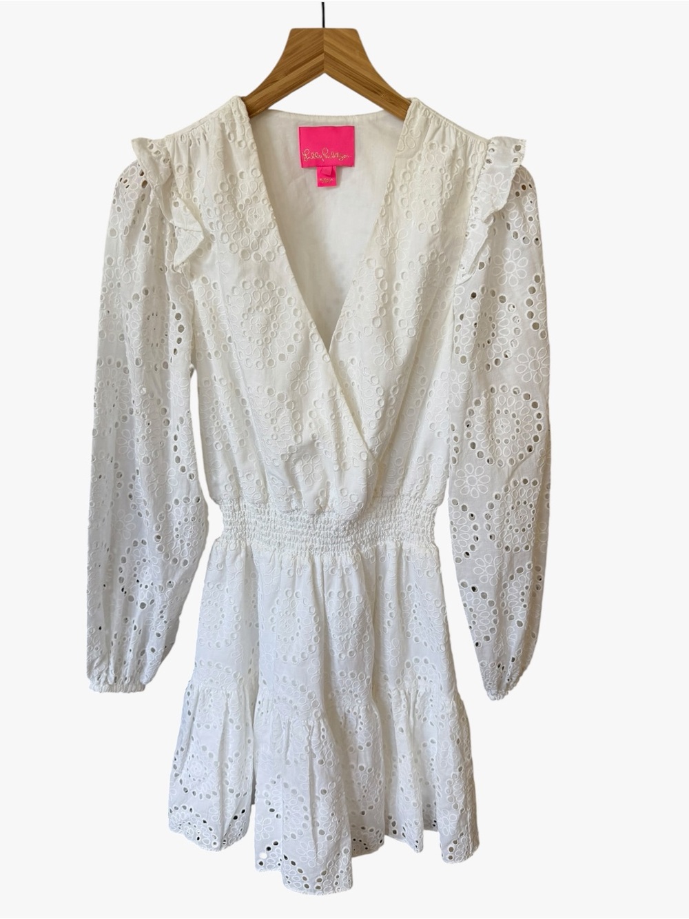 Lilly Pulitzer White Eyelet Long-Sleeve Mini Dress